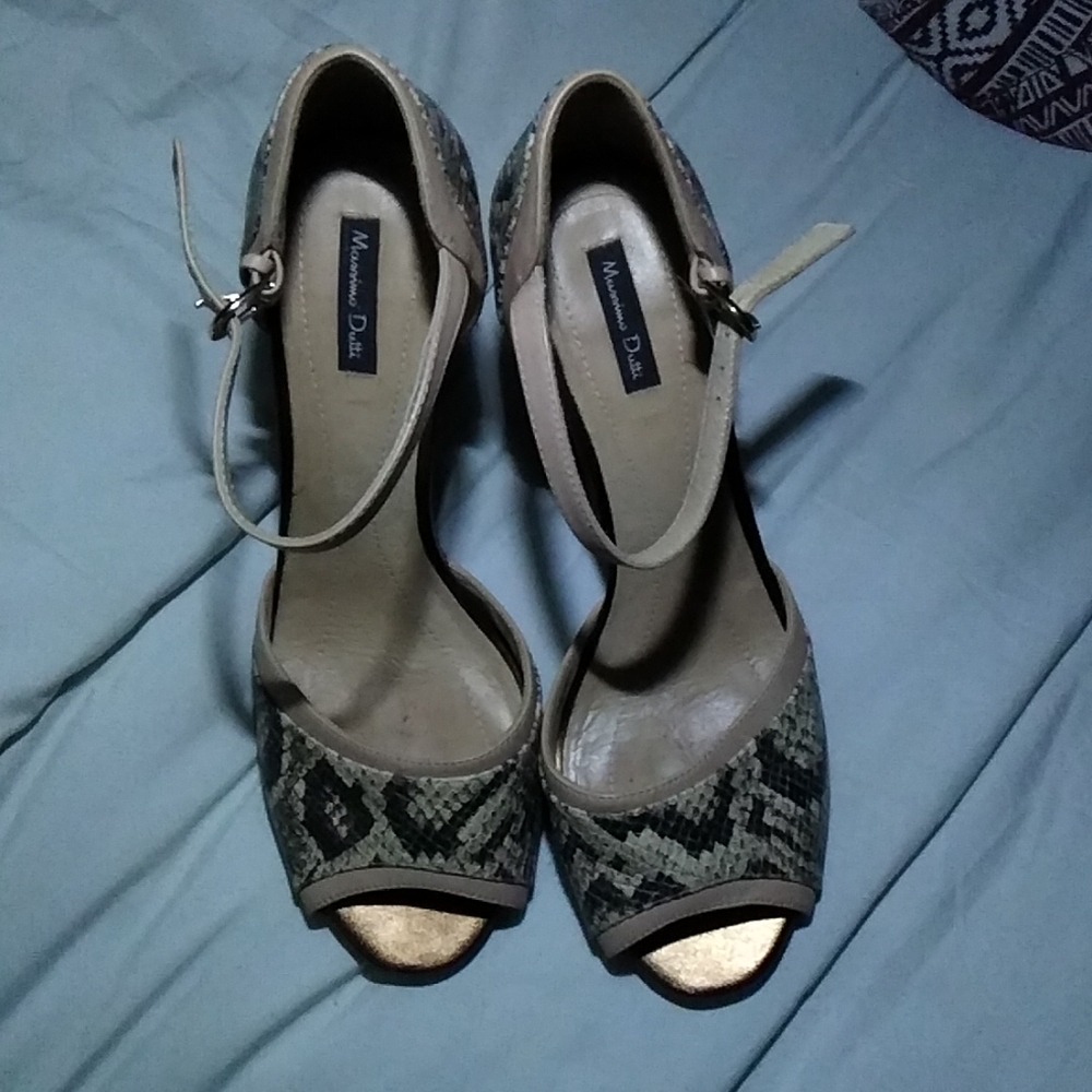 .Massimo Dutti Ladies Heels, Open Toe, Python Blo… - image 2